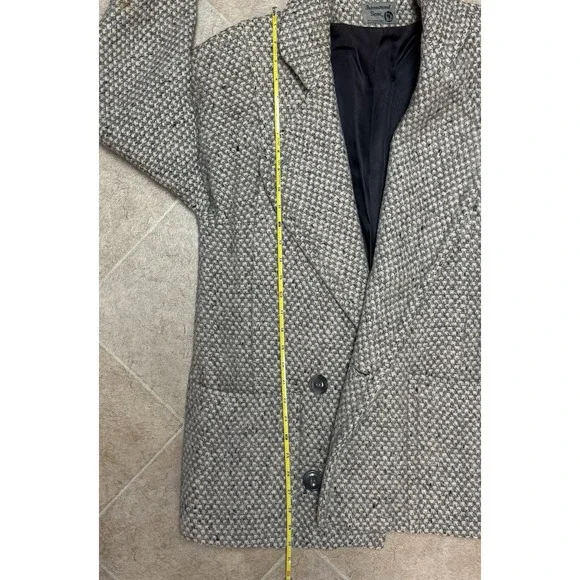 Multi Gray Wool Tweed Coat Women 5/6 Country Preppy Chunky 80s Cottage Vintage - Picture 7 of 8